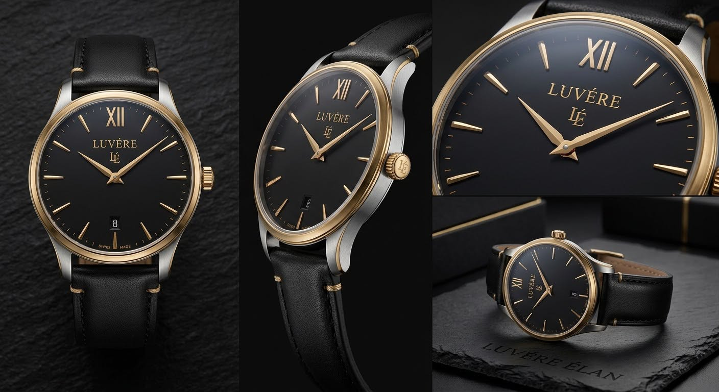 Promotional artwork showing Hammood AL-Badry’s LUVÉRE watch brand.