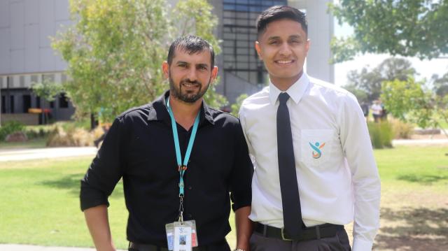 Hussam Saraf with GSSC student leader Safa Zahir.
