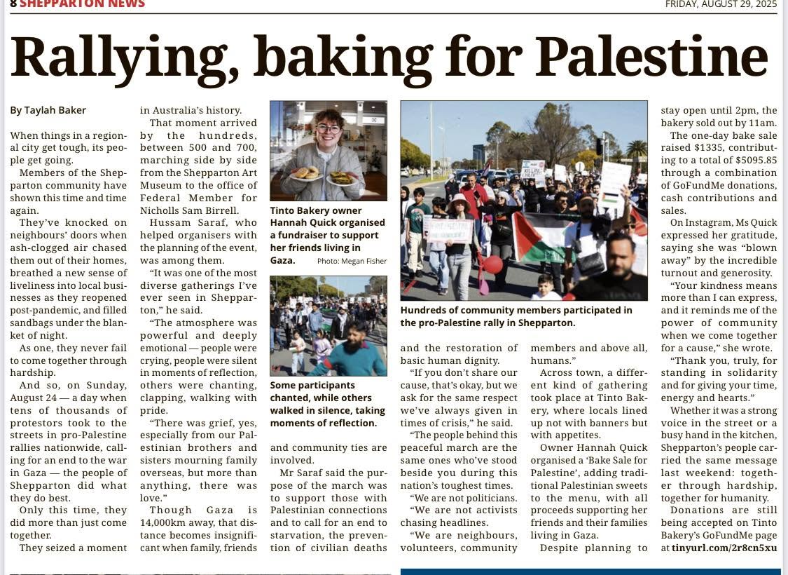 Thank you, Shepparton News and Taylah Baker