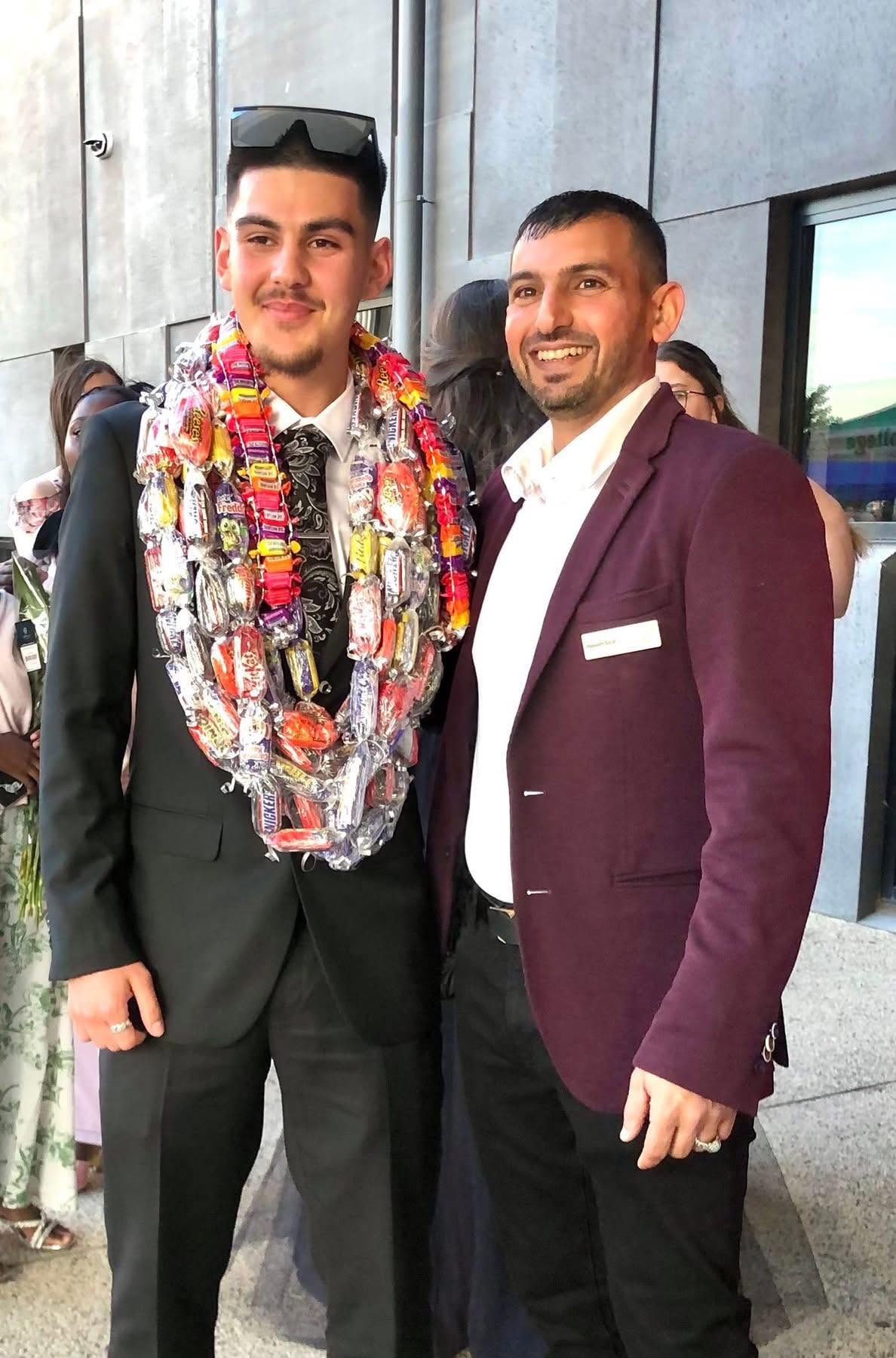 Kadir SUT with Hussam Saraf during his GSSC Year 12 graduation celebrations in 2025.