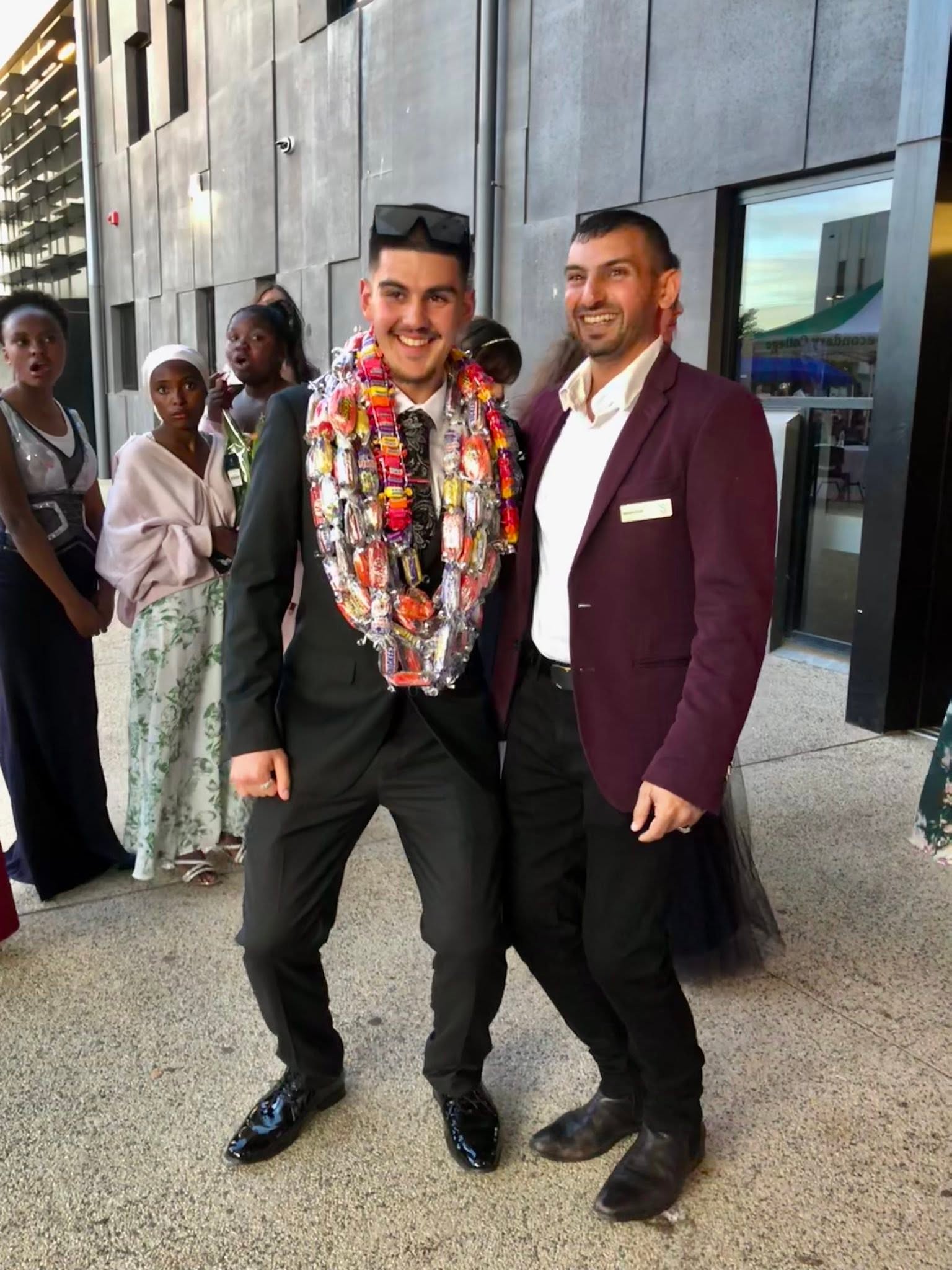 Kadir SUT and Hussam Saraf smiling together during GSSC’s 2025 formal graduation celebrations.