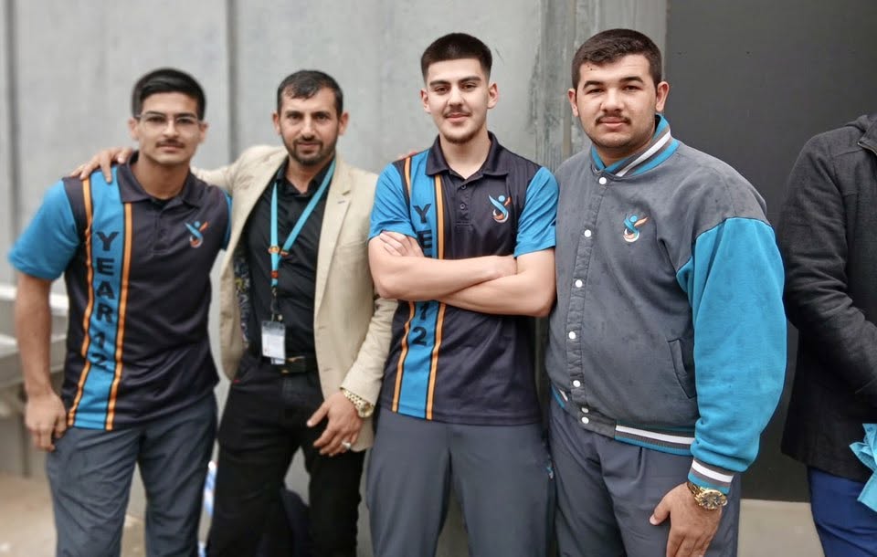 Kadir SUT with Hussam Saraf and fellow Year 12 students on their farewell day, 22 October 2025.