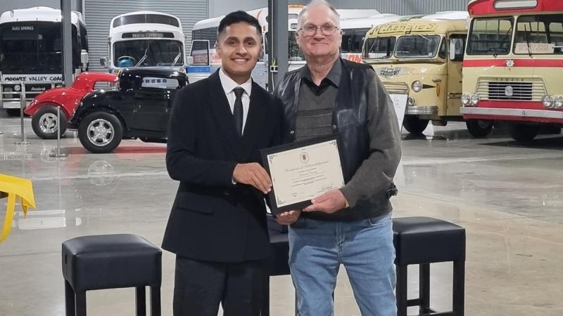 Safa Zahir with his driving mentor Sev Duhring at the L2P volunteer appreciation event.