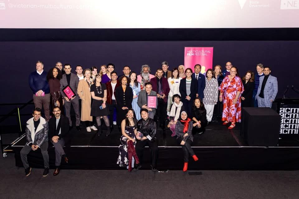 Related photograph: filmmakers and festival guests at ACMI. Open the award celebration video on Facebook.