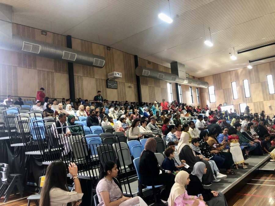 Students, families and community members seated in the GSSC hall during the VSL Cultural and Languages Expo.